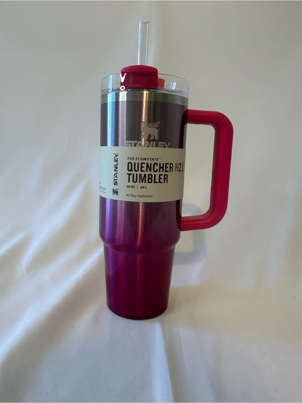 Stanley Pink Metallic Quencher Tumbler with Handle